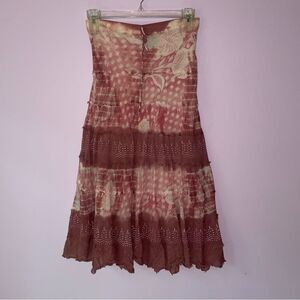 Metro Wear Skirt M Boho Blush Pink Tiered Pull On Cotton